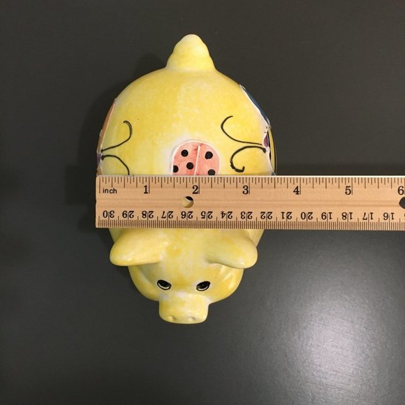 Piggy Bank Yellow Ceramic With butterfly Collectable - Picture 8 of 8
